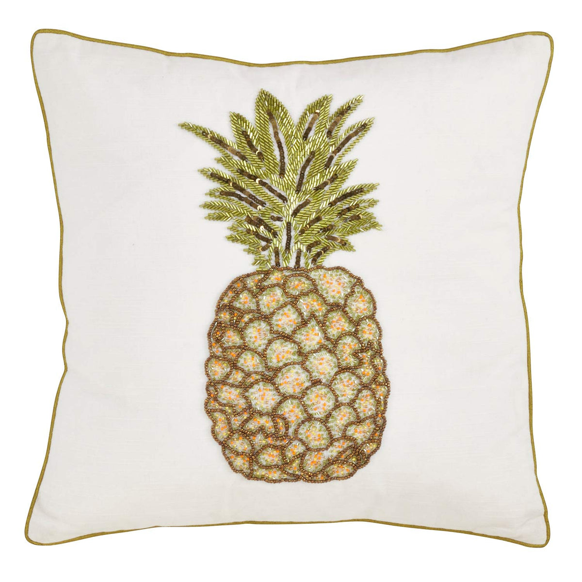 Fennco Styles Raquel Collection Beaded Palm Tree Pure Cotton Table Linens – White Table Linens for Indoor Party, Family Gathering, Beach House and Home Décor