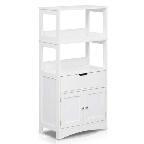 Bathroom Floor Cabinet with Open Shelves and Drawer