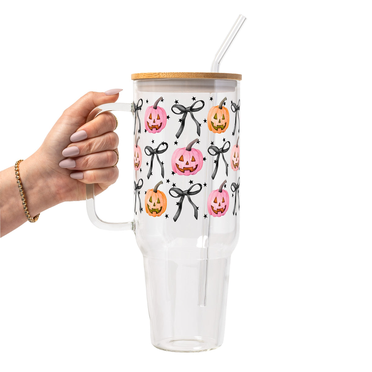 Halloween Coquette Pumpkins Glass Cups