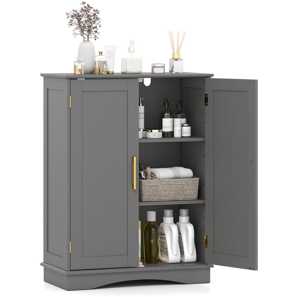 Bathroom Floor Storage Cabinet with 2 Doors and Adjustable Shelves