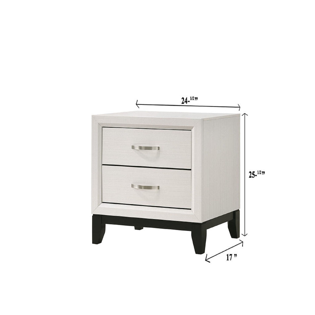 2 Drawer Nightstand With Handles Furniture For Bedroom - White