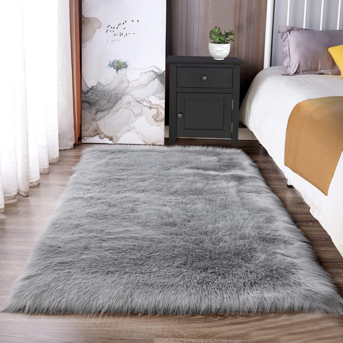 Thicken Faux Fur Rugs Plush Carpet area rug options of 4 colors 3 sizes