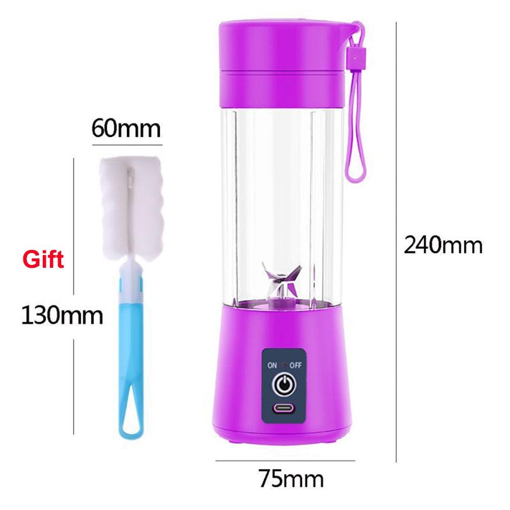 Portable Blender Mini Mixer Electric Juicer Machine Fresh Fruit Juice Blender Smoothie Maker Blender Cup Bottle A Travel Kitchen Portable USB Electric Fruit Juicer Squeezer Bottle Kitchen Tool for Orange Lemon